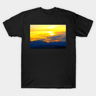 View in Force with hills, Sibillini mountains, sky and clouds T-Shirt